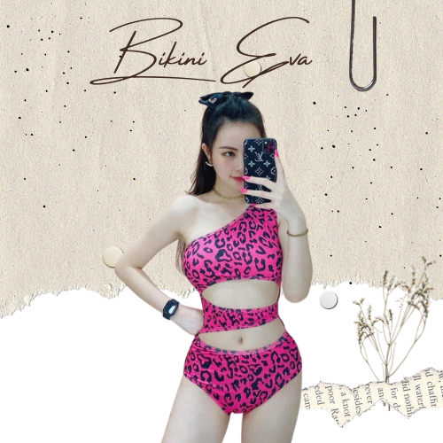 Bikini bộ bơi đồ bơi nữ liền thân 1 mảnh khoét eo họa tiết da beo EVA LTDB