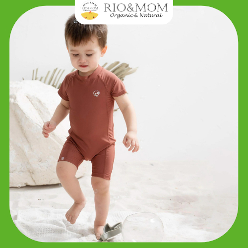 Bộ bơi liền ngắn tay khóa sau UPF 50+ BU Aqua, cho bé trai, bé gái