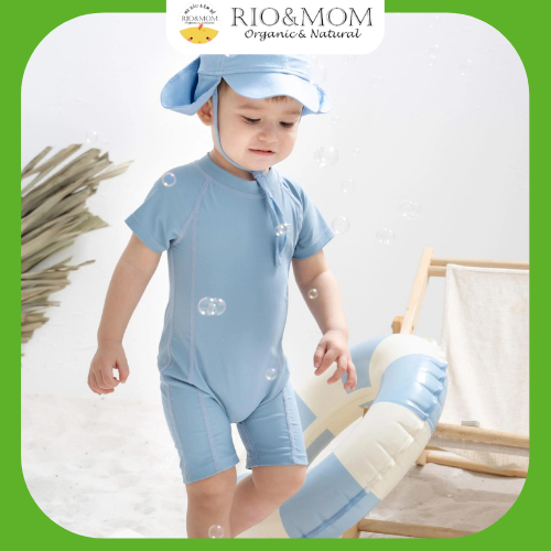 Bộ bơi liền ngắn tay khóa sau UPF 50+ BU Aqua, cho bé trai, bé gái