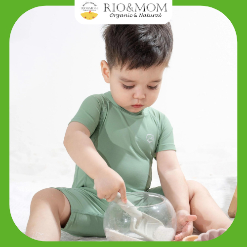 Bộ bơi liền ngắn tay khóa sau UPF 50+ BU Aqua, cho bé trai, bé gái