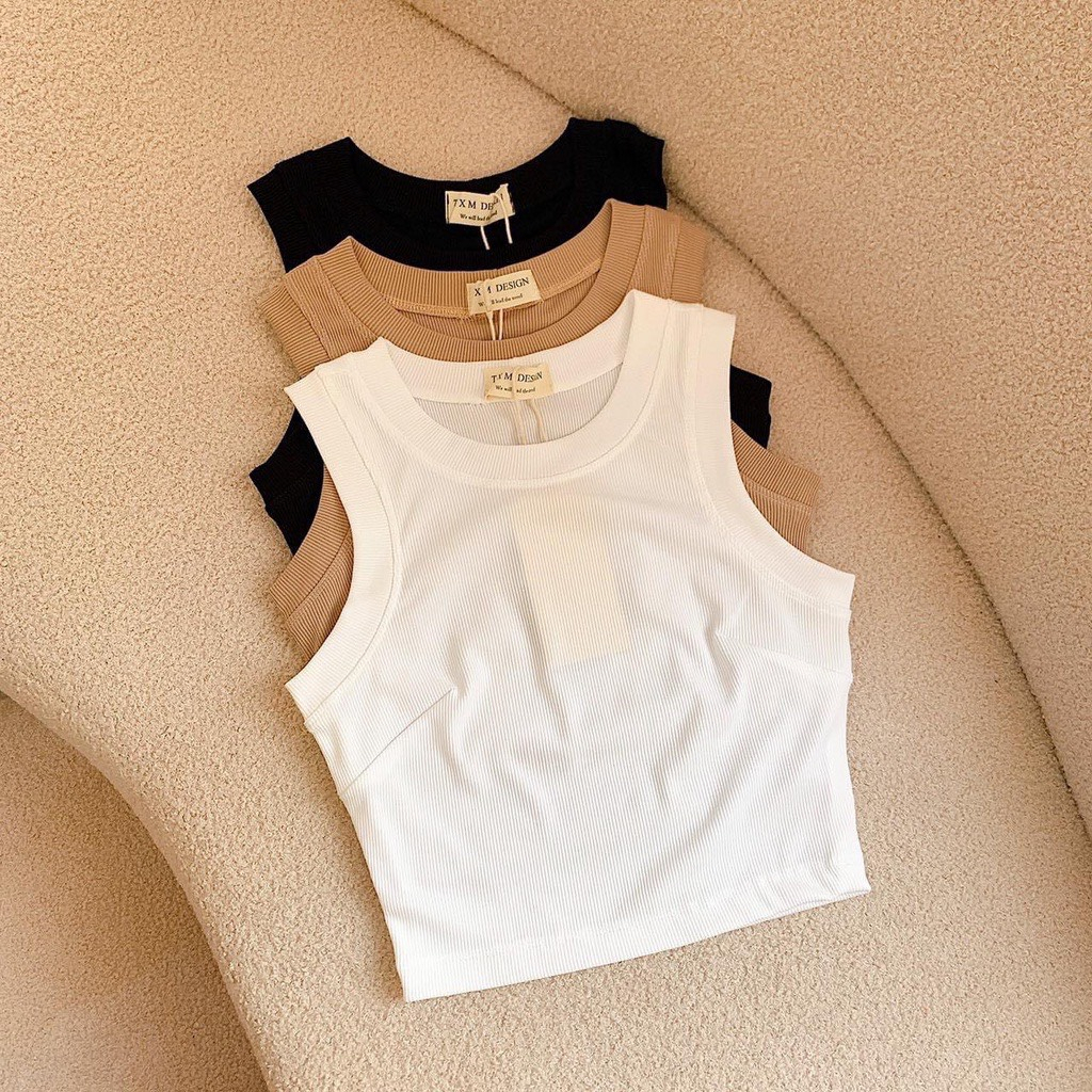 Áo Thun Ba Lỗ Borip Cổ Tròn Không Tay Croptop Đáng Yêu TTSLA1044