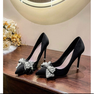 Giày sục nơ gót nhọn cao 7cm phom chuẩn Bigsize 35-43