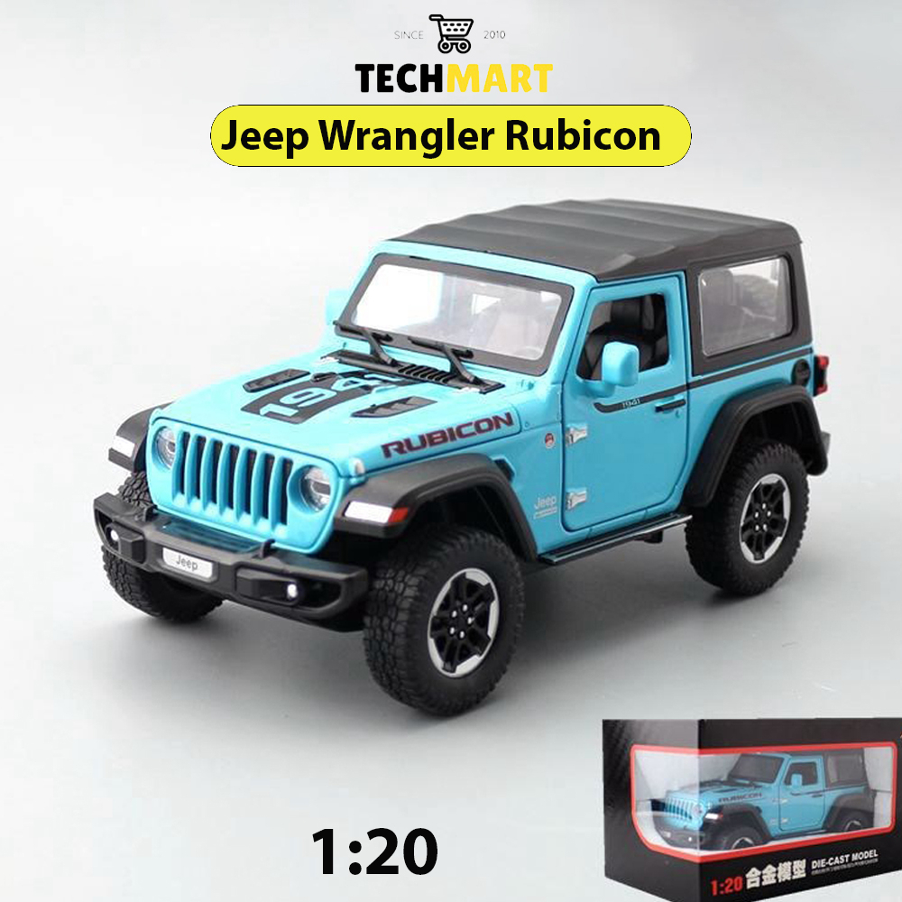 Mô hình xe Jeep Wrangler Rubicon 2 cửa tỉ lệ 1:20 bằng hợp kim, có đèn xe âm thanh, đánh lái, cót chạy đà hãng Miniauto