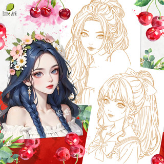 Tranh tô màu nước thiếu nữ AI nhiều mẫu | Line art | Khổ A5 dày 300gsm