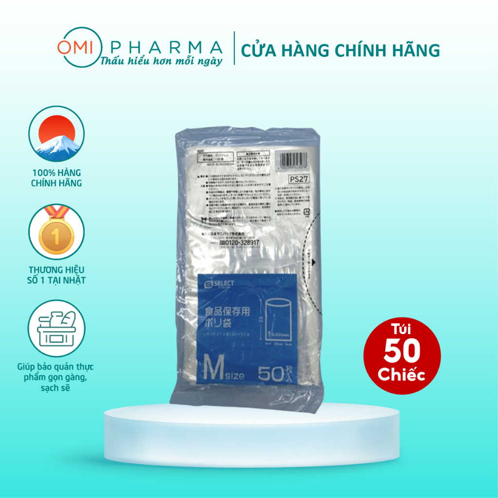 Túi Nhựa Bảo Quản Thực Phẩm S Select Nhật Bản Size M (50 Chiếc/Túi)