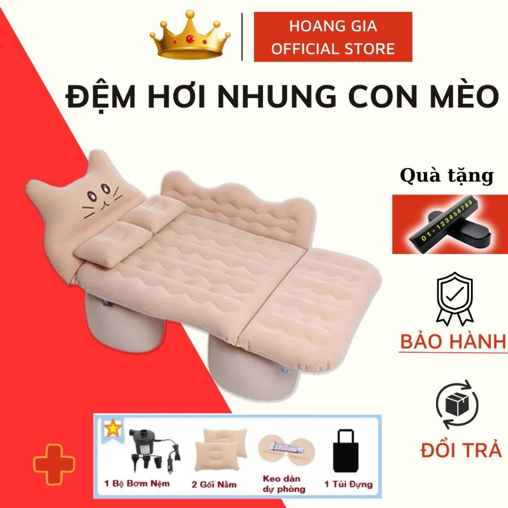Đệm Hơi Ô Tô 5-7 Chỗ - Nệm Hơi Xe Ô Tô Hình Thú Ngộ Nghĩnh, Giường Hơi Ô Tô Tặng Kèm Bơm Và Bộ Phụ Kiện