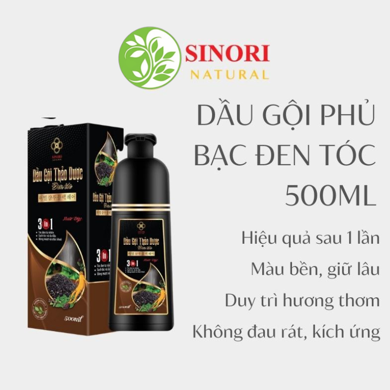 Dầu gội phủ bạc Sinori 500ml - Làm đen tóc tự nhiên tại nhà chỉ sau 15 phút