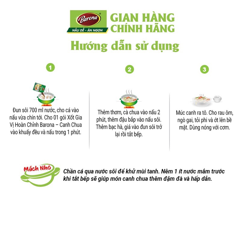 XỐT GIA VỊ HOÀN CHỈNH- Canh Chua Nấu canh cá -Barona