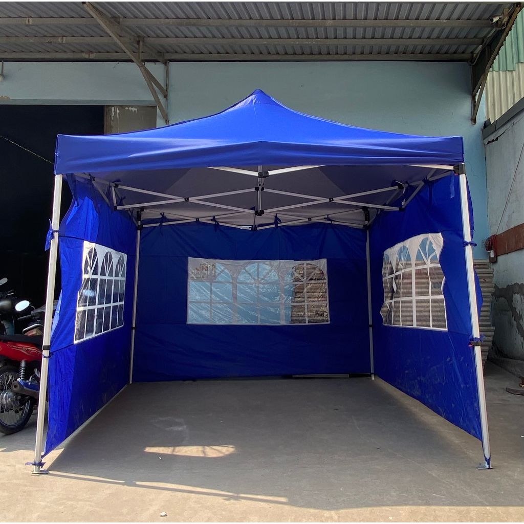 COMBO Trọn Bộ NHÀ BẠT DI ĐỘNG 3M X3M Thép (Gồm: Khung nhà, Mái Che, Bạt QUÂY 3 MẶT)