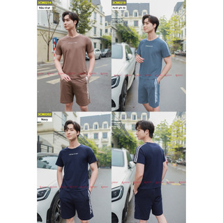 Đồ bộ nam CARDINA chất cotton cao cấp áo cộc tay in chữ kiểu dáng thể thao