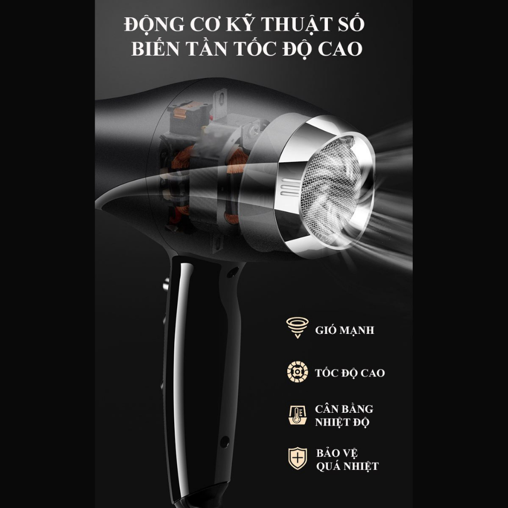 Máy sấy tóc Salon bổ sung ION âm Sokany SK911 công suất mạnh 2400W chăm sóc tóc tránh hư tổn khi sấy tóc nhiều