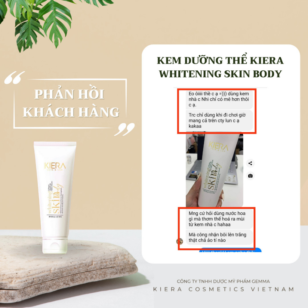 Kem dưỡng thể KIERA Whitening Skin Body sáng, tối Dưỡng Trắng, cấp ẩm từ thiên nhiên