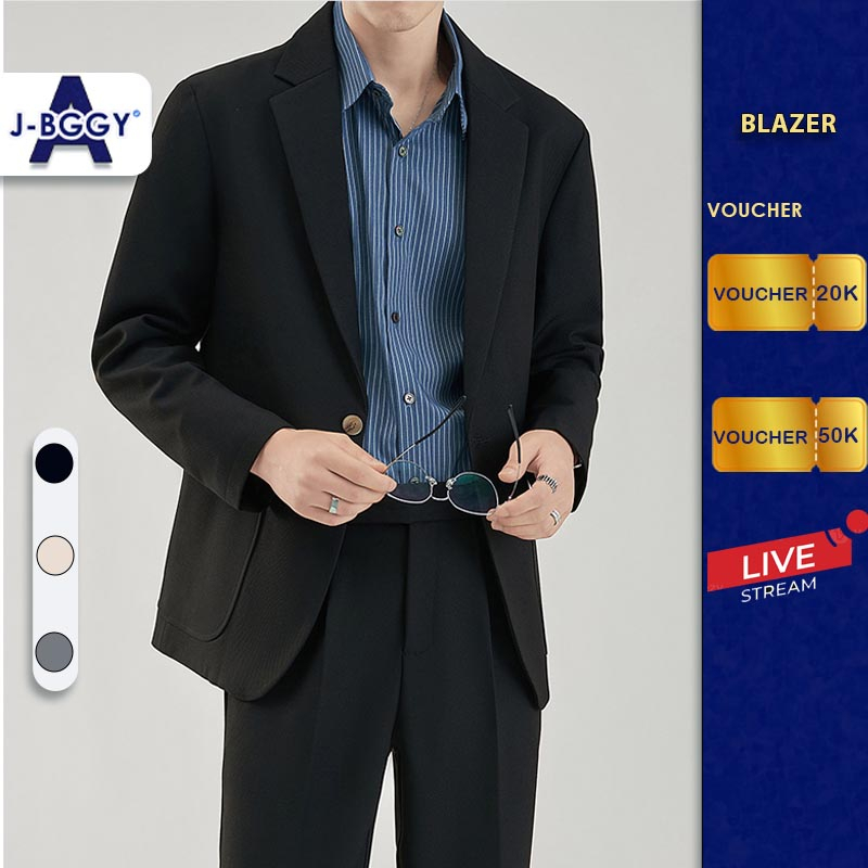 Áo khoác blazer nam-nữ form rộng hàn quốc màu đen, kem,ghi 2 khuy thời thượng | BigBuy360 - bigbuy360.vn