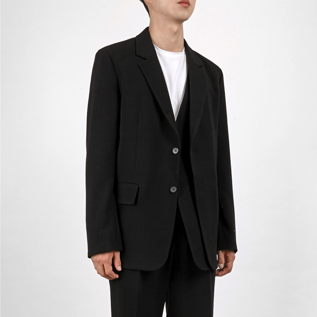 Áo khoác blazer nam-nữ form rộng hàn quốc màu đen, kem,ghi 2 khuy thời thượng | BigBuy360 - bigbuy360.vn