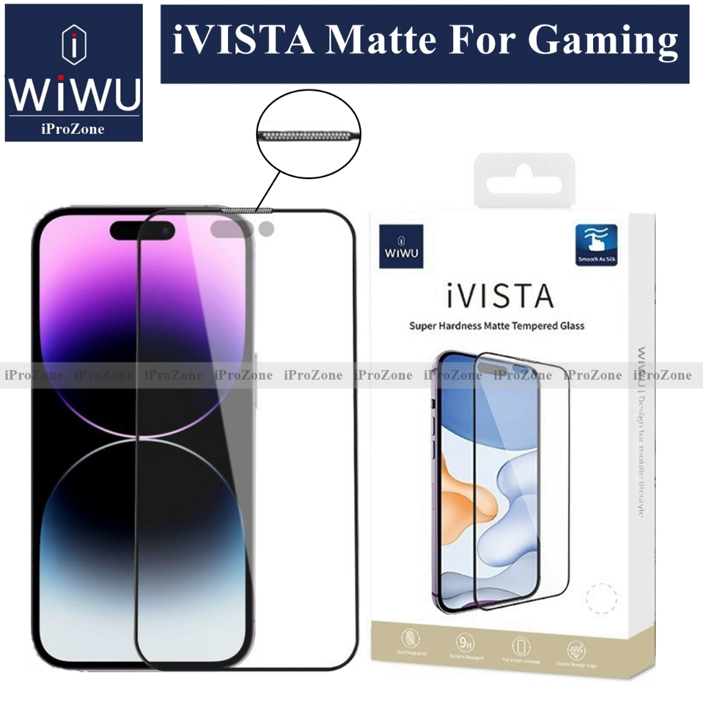 WIWU iVISTA Matte - Kính cường lực nhám + chống bụi màng loa cho IPhone 14 Plus / 14 Pro Max / 11/12 / 13 Pro Max