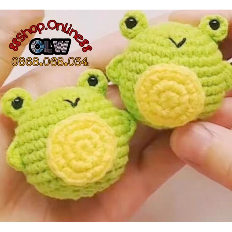 MÓC KHÓA HANDMADE《ẾCH XANH》Len Milk Cotton