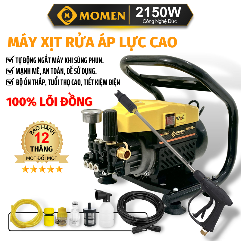 Máy xịt rửa xe có núm điều chính áp gia đình MO2150pre cho xe máy, ô tô, sân vườn công suất 2150W áp lực cao