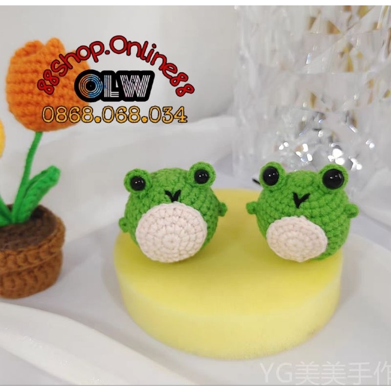 MÓC KHÓA HANDMADE《ẾCH XANH》Len Milk Cotton