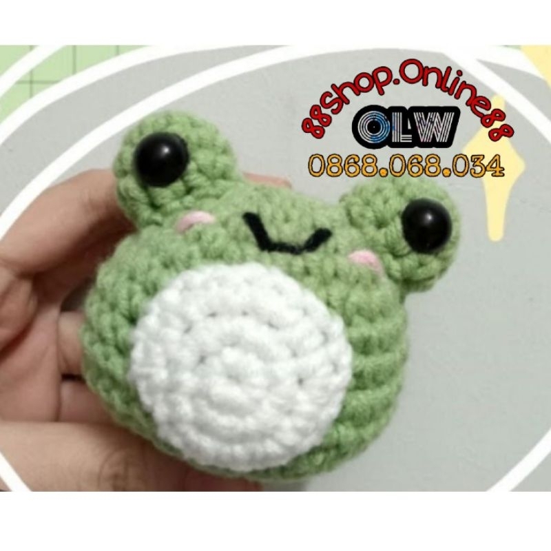 MÓC KHÓA HANDMADE《ẾCH XANH》Len Milk Cotton