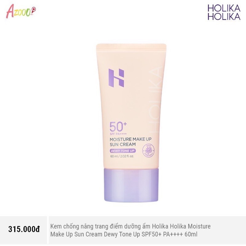 kem chống nắng trang điểm Holika Holika Moisture make up sun cream dewy Tone 60ml - hàng chính hãng