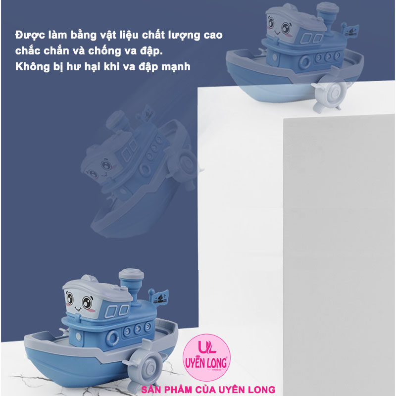 Đồ Chơi Thuyền Vặn Cót Uyên Long Cho Bé Chơi Lúc Tắm, Không Góc Cạnh, Chống Va Đập, An Toàn Khi Chơi