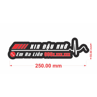 Tem dán ôtô nội dung "xin đậu nhờ", chống thấm nước.
