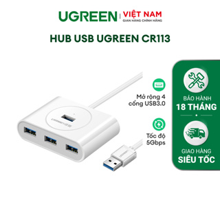 [Mã ELBAU5 giảm 5% tối đa 500K] Hub USB 3.0 4 cổng tốc độ 5Gbps UGREEN CR113