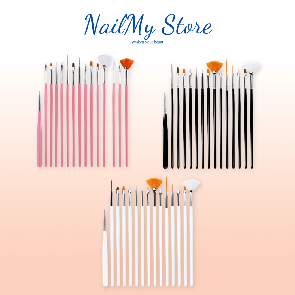 Bộ 15 cọ cơ bản vẽ móng tay, dụng cụ học làm nail (set 15 cọ)