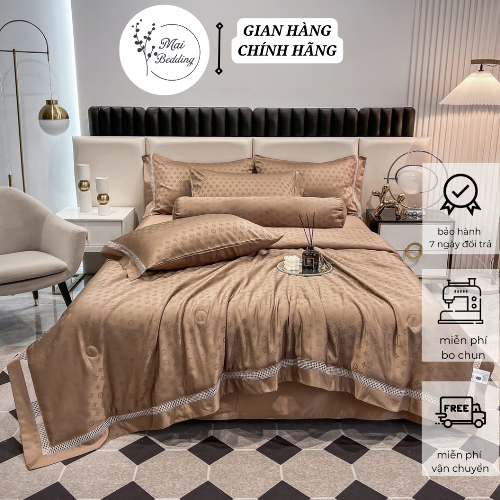 Bộ Chăn Ga Gối Phi Lụa Vân Chìm Maibedding Chăn Hè Chất Đẹp Bền Sang Trọng Họa Tiết Chìm Sang Trọng Quý Phái 02