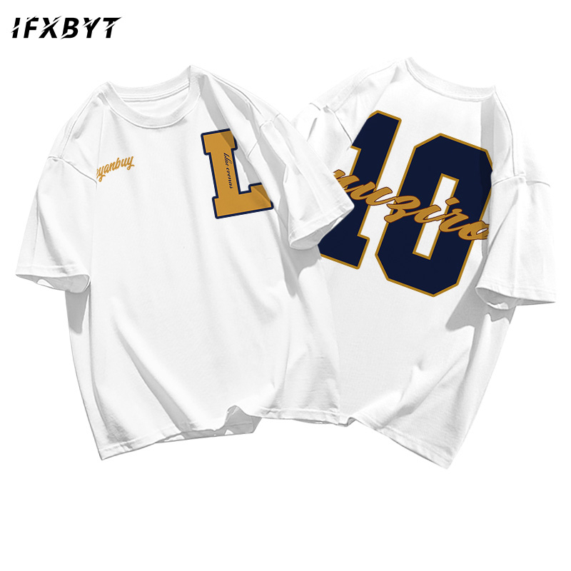 Áo thun unisex IFXBYT 100% cotton ngắn tay dáng rộng thời trang oversize