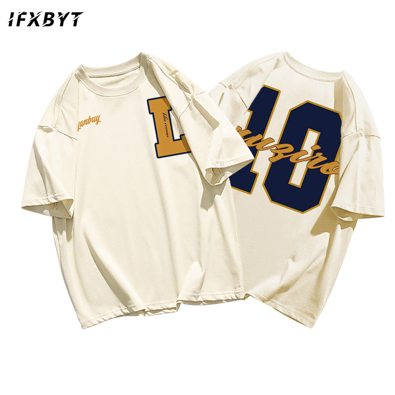 Áo thun unisex IFXBYT 100% cotton ngắn tay dáng rộng thời trang oversize