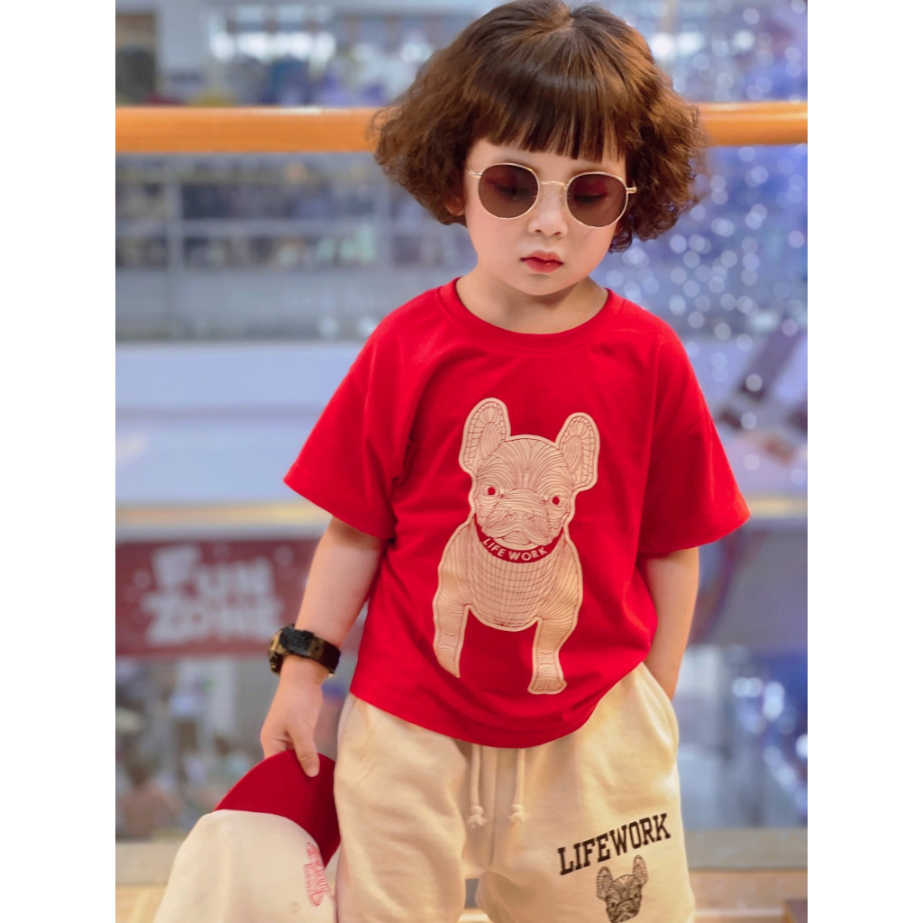 ✨BÁN SỈ✨Bộ Cún đỏ trắng kèm mũ trắng thêu
