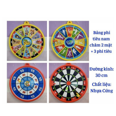 Đồ chơi bảng phi tiêu nam châm 2 mặt kèm 3 tiêu, đường kính 30 cm bằng nhựa cho bé