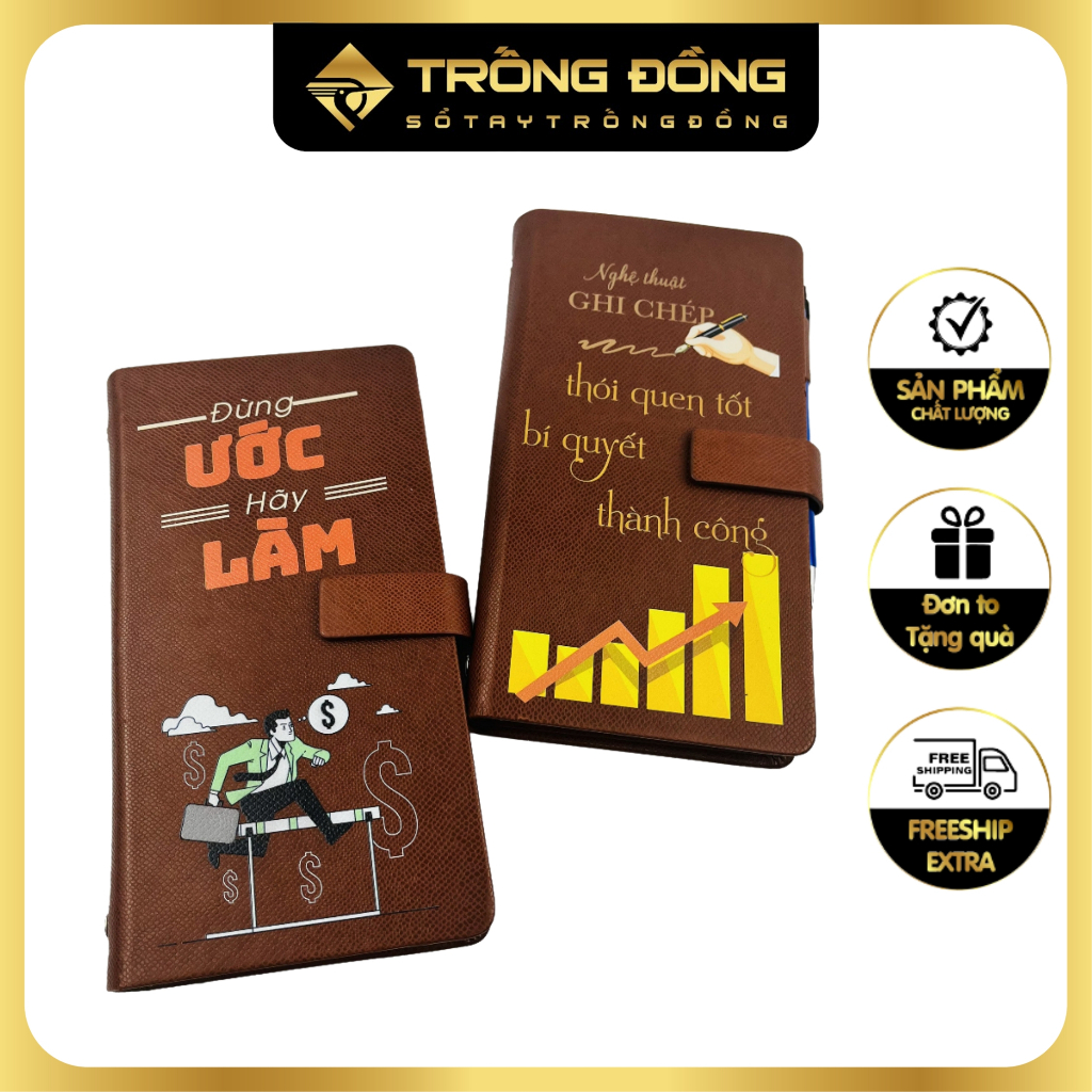 Sổ còng bìa da sang trọng, sổ tay kích thước A7 nhỏ gọn hỗ trợ thiết kế miễn phí in ấn tên logo