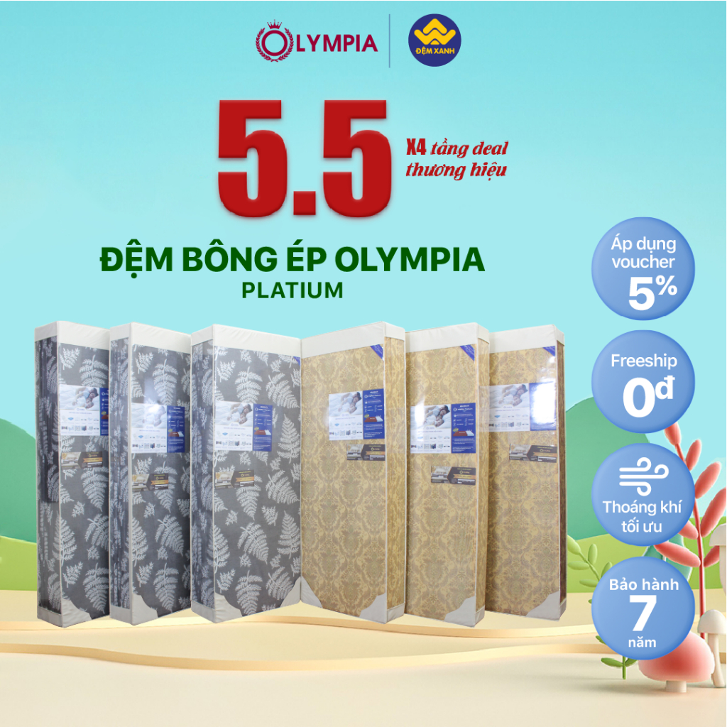 Đệm bông ép Olympia Platium - Hàng chính hãng bảo hành 9 năm