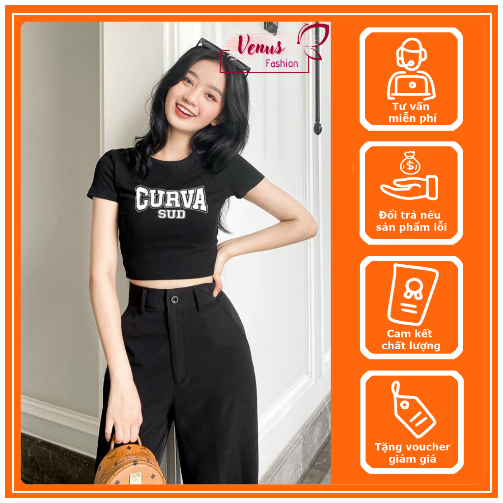 Áo Croptop nữ, Áo ba lỗ nữ, ngắn tay - cổ tròn - năng động - cá tính | BigBuy360 - bigbuy360.vn