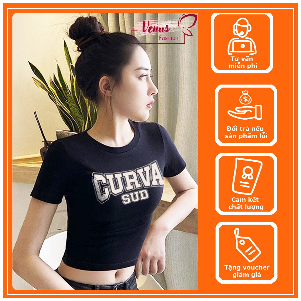 Áo Croptop nữ, Áo ba lỗ nữ, ngắn tay - cổ tròn - năng động - cá tính | BigBuy360 - bigbuy360.vn