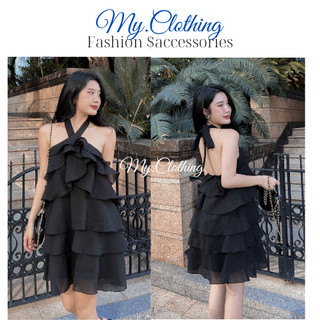 Đầm tơ sóng tầng cổ yếm siêu xinh cho mùa đi biển My.Clothing V55