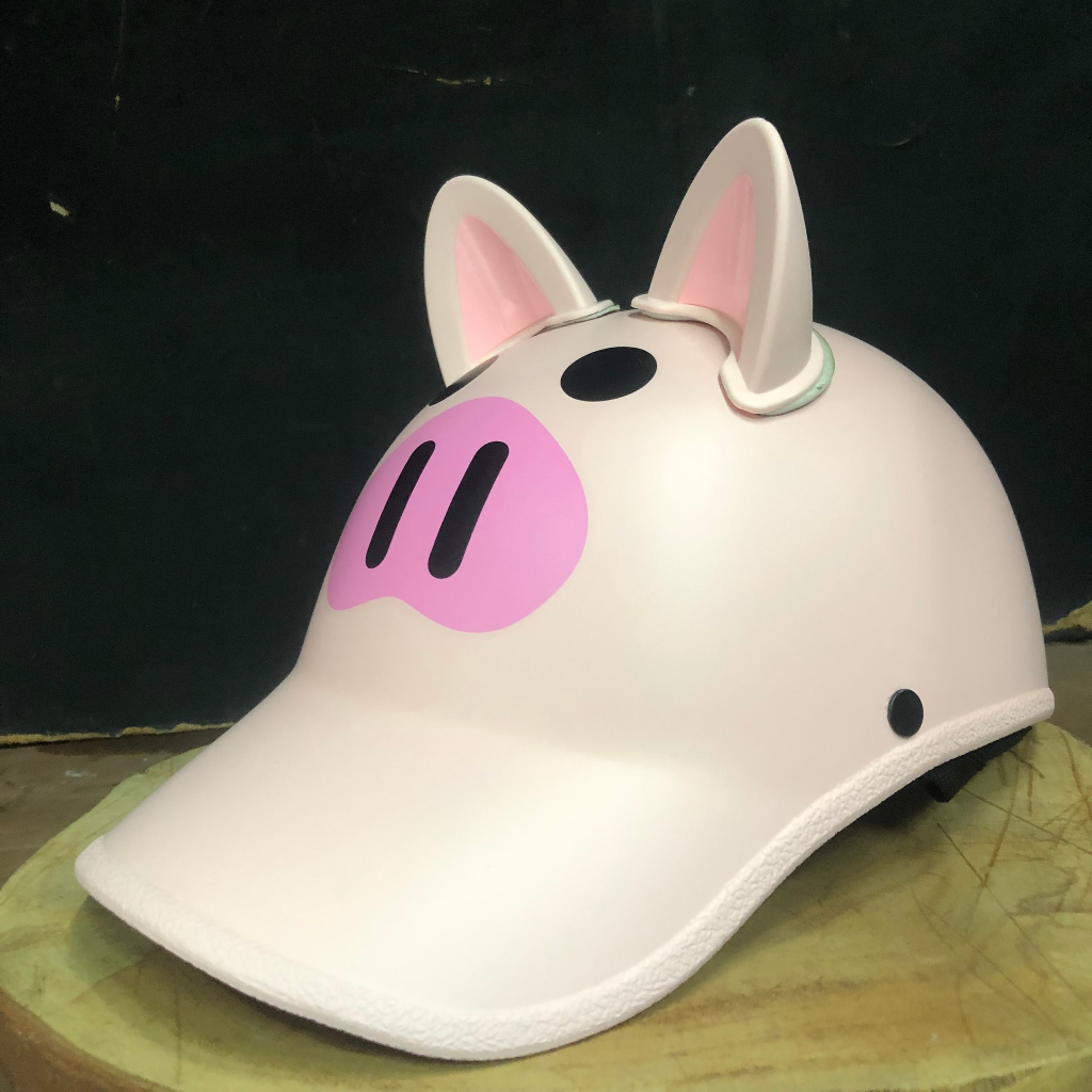Mũ bảo hiểm kết lưỡi trai heo hồng tai mèo hồng siêu cute hàng công ty