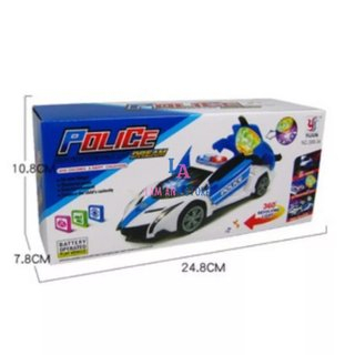 Đồ chơi ô tô cảnh sát biến hình xoay 360, có đèn nhấp nháy cho bé