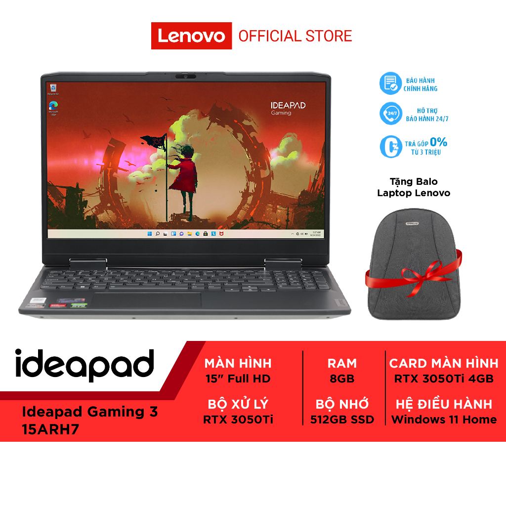 Laptop Lenovo Ideapad Gaming 3 82SB007LVN R5 6600H | 16GB | 512GB | RTX3050Ti | Win11