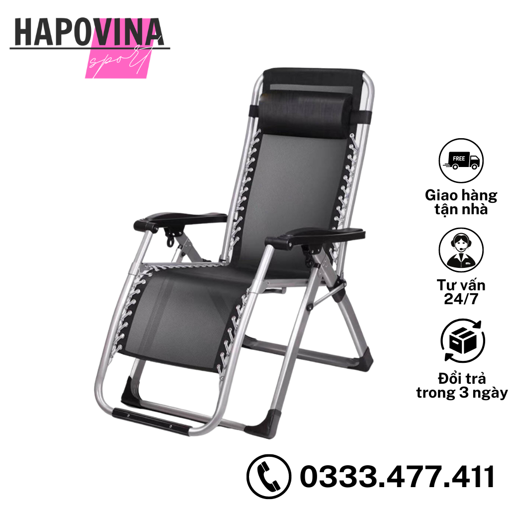 Ghế thư giãn Hapo gấp gọn đa năng đọc sách nghỉ ngơi, Ghế xếp lưới nghỉ trưa văn phòng