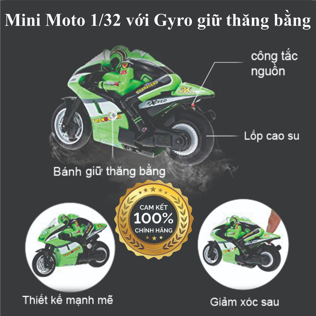 Xe moto Điều Khiển Từ Xa - Mini Moto RC Allegro có Gyro kèm Pin Sạc, tốc độ cao 30km/h - 8012 đồ chơi sáng tạo