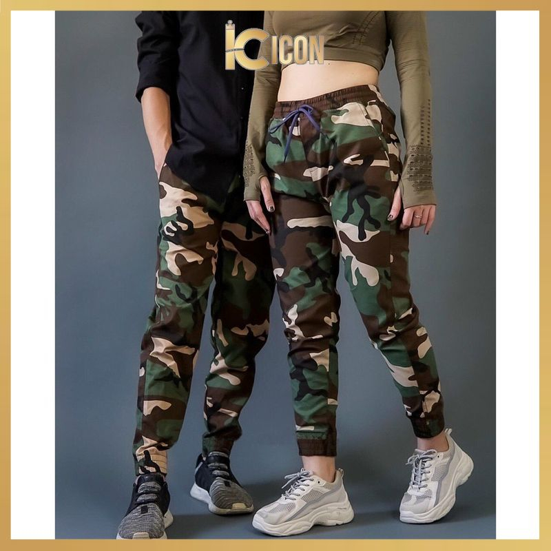 Quần Jogger Kaki rằn ri cao cấp, quần rằn ri nam nữ chất chơi quần lính chất mềm mát co giãn tốt JO01-ICON