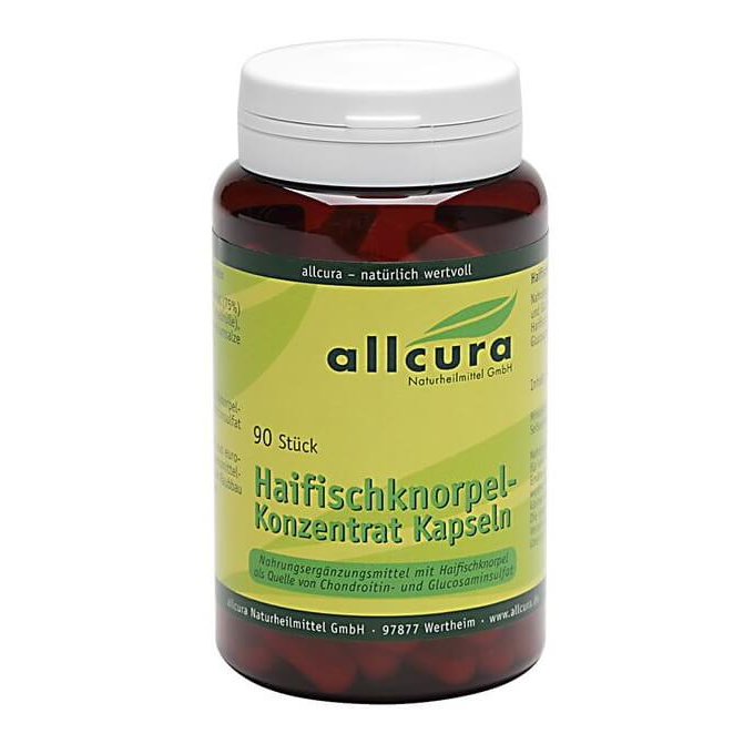 Sụn vi cá mập Allcura Haifischknorpel Konzentrat Kapseln - hỗ trợ xương khớp, loãng xương, 90 Viên