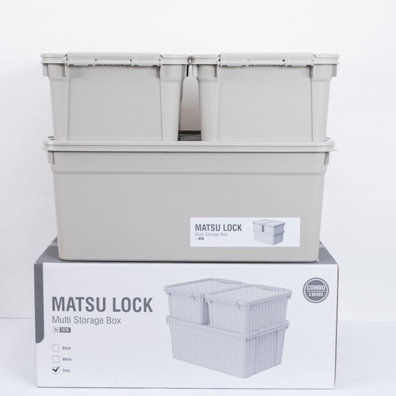 Combo Bộ thùng lưu trữ đa năng Matsu Lock 2 cái 15 lít và 1 cái 45 lit NHỰA DUY TÂN