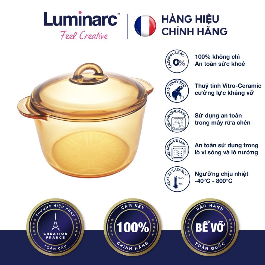 Nồi thủy tinh 3L Luminarc Amberline Granite