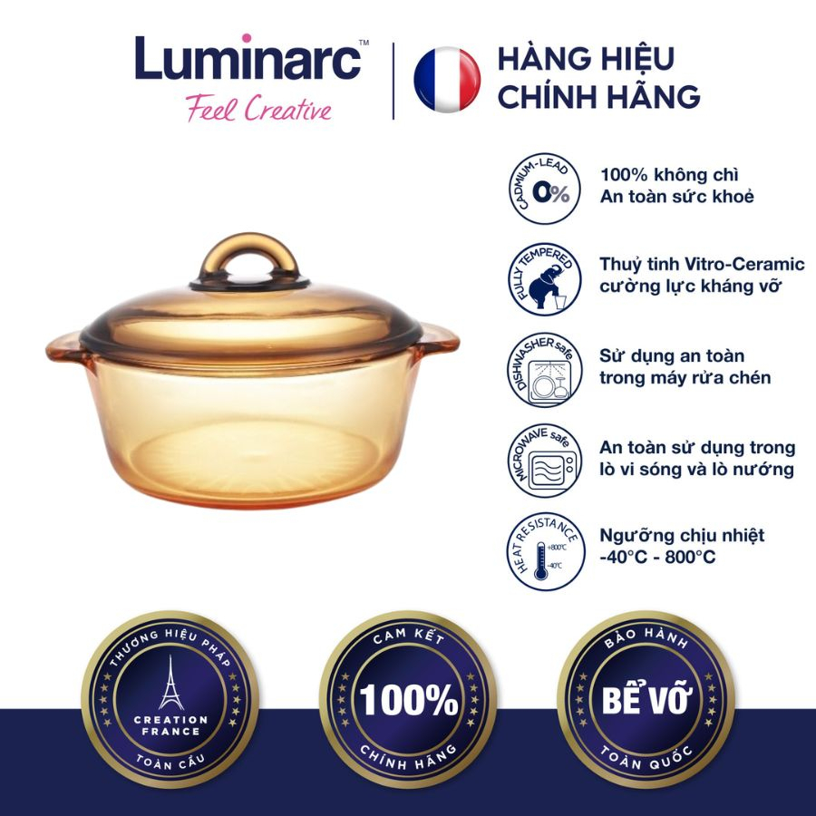 Nồi thủy tinh 1.5L Luminarc Amberline Granite -LUAMN9626M