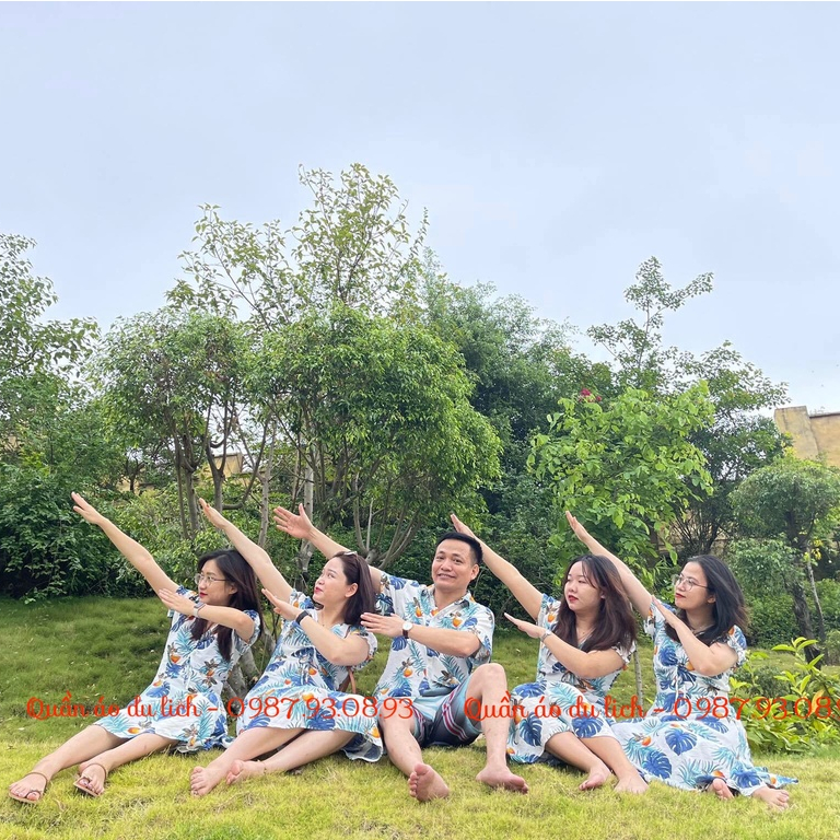 Set đồ mặc đôi, gia đình, team building đi du lịch, đi biển -  Only Shop họa tiết đào