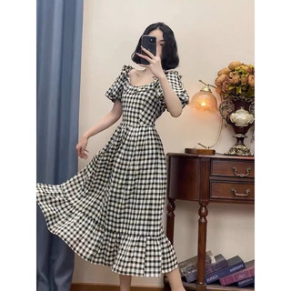 Váy kẻ cổ bèo đuôi cá